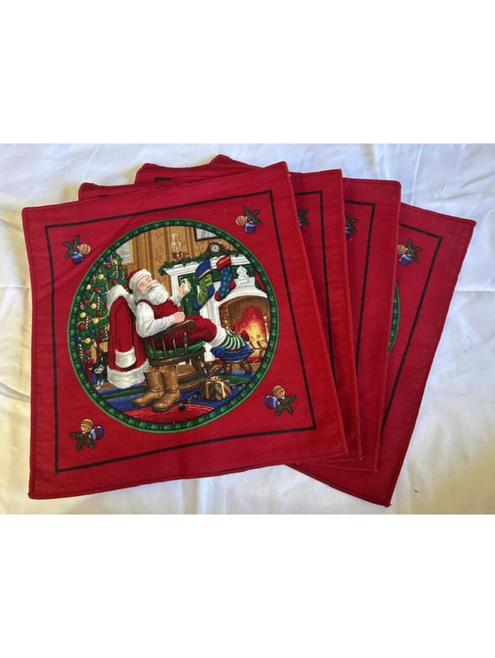 Set of 4 Vintage Christmas Santa Claus Holiday Decorative Placemats